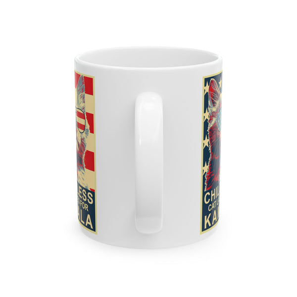 Childless Cat Lady Kamala, Ladies for Kamala Harris President 2024 White glossy Tea Coffee mug Ceramic Mug, (11oz, 15oz)