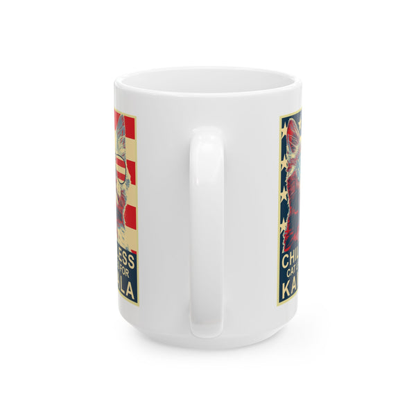 Childless Cat Lady Kamala, Ladies for Kamala Harris President 2024 White glossy Tea Coffee mug Ceramic Mug, (11oz, 15oz)