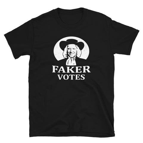 Anti Sleepy Joe Biden Faker Votes Funny STOP THE STEAL T-Shirt in Distress Print