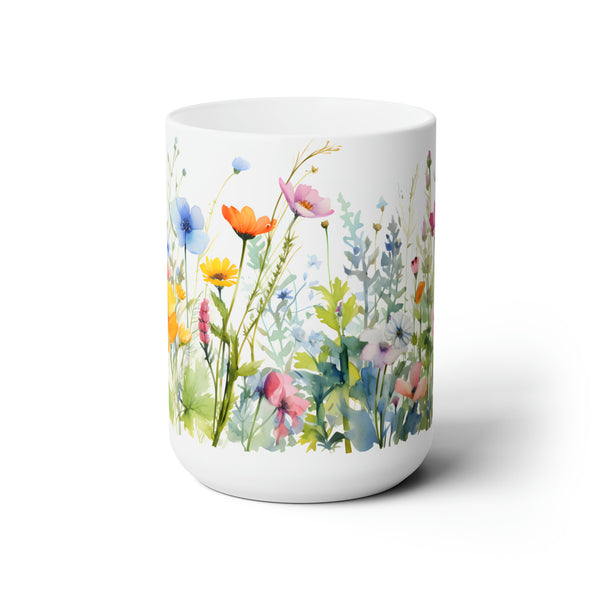 Pressed Flowers Mug, Wildflowers Mug, Cottagecore Coffee Mug, Vintage Botanical Tea Cup, Boho Flower Mug, Floral Coffee Mug, Boho Coffee Cup Ceramic Mug 15oz