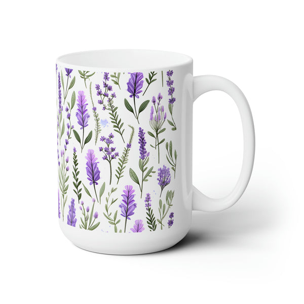 Lavender Serenity Purple Blooms and Green Leaves Floral, Cottagecore Mug, Cherry Blossoms Mug, Botanical Tea Cup, Boho Flower Mug