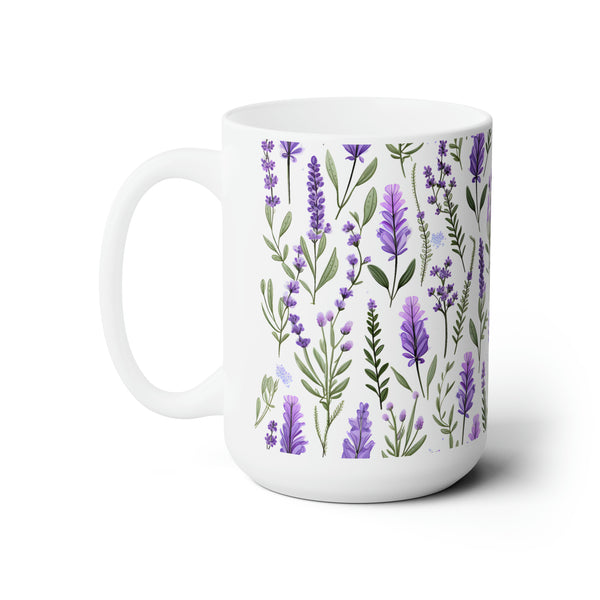 Lavender Serenity Purple Blooms and Green Leaves Floral, Cottagecore Mug, Cherry Blossoms Mug, Botanical Tea Cup, Boho Flower Mug