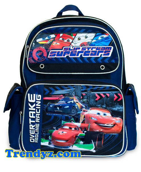 Disney Pixar Cars 2 - Slip Stream: Max Schnell, Francesco Bernoulli & Lightning McQueen, Large School Backpack 16"