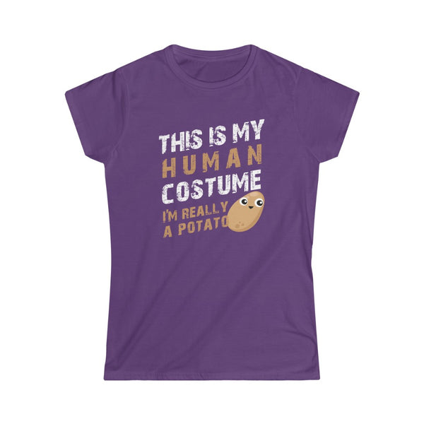 This is My Human Costume I'm Really a Potato Halloween Lazy Costume Women's Softstyle Tee T-Shirt