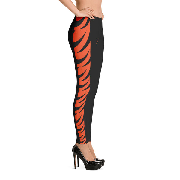 Cincinnati Bengals Black Leggings with Bengal Stripes
