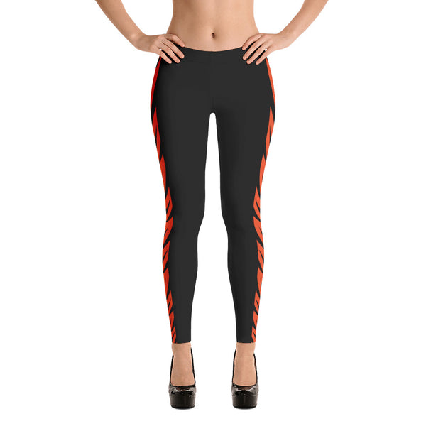 Cincinnati Bengals Black Leggings with Bengal Stripes