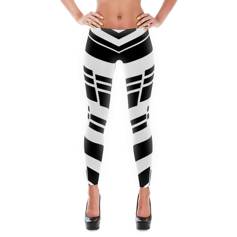 Trendy Black Strips Leggings Made in USA