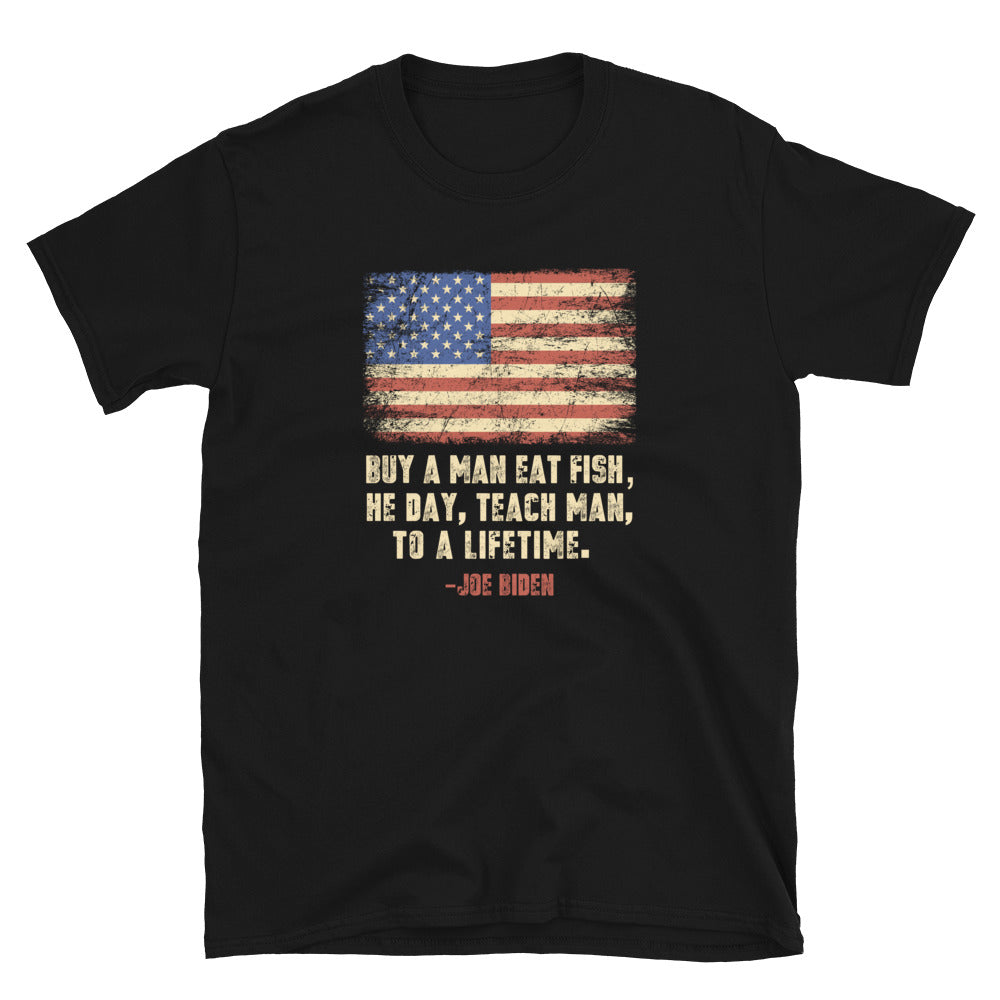 Buy A Man Eat Fish Sleepy Joe Biden Short-Sleeve Unisex T-Shirt
