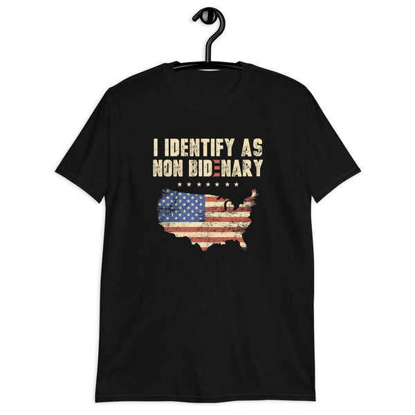 I Identify As Non Bidenary T-Shirt, Anti Biden Shirt, Republican Conservative Patriot Tee, American Flag Unisex T-Shirt