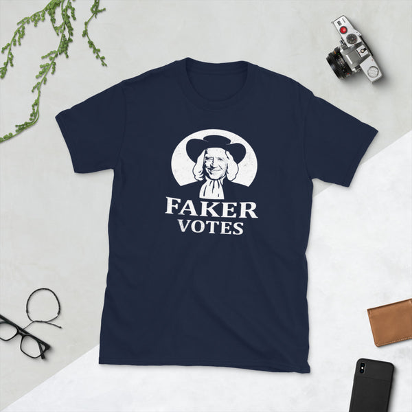Anti Sleepy Joe Biden Faker Votes Funny STOP THE STEAL T-Shirt in Distress Print
